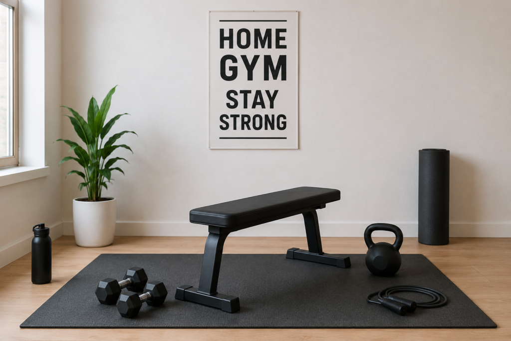 Home Gym Workout Routine for strength training and fitness at home.